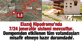 Elazığ Hipodromunda Jenaratör ve ısıtma sistemleri 7/24 var Depremden etkilenen vatandaşlarına TJK kapılarını açtı