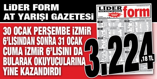 At yarışlarının bir numaralı gazetesi Lider Form'dan iki günde iki altı