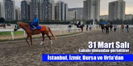 31 Mart Salı sabahı İstanbul, İzmir,Bursa ve Şanlıurfa Hipodromlarından idman görüntüleri