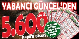 Hong Kong Sha Tin yarışlarında gazeteniz Yabancı Güncel'den 5.600,36 TL hayırlı olsun