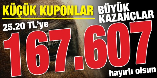 İzmir’de 167.607 TL veren 1. 6’lı Ganyan’ı bir yarışsever 25,20 TL’lik kuponla kazandı