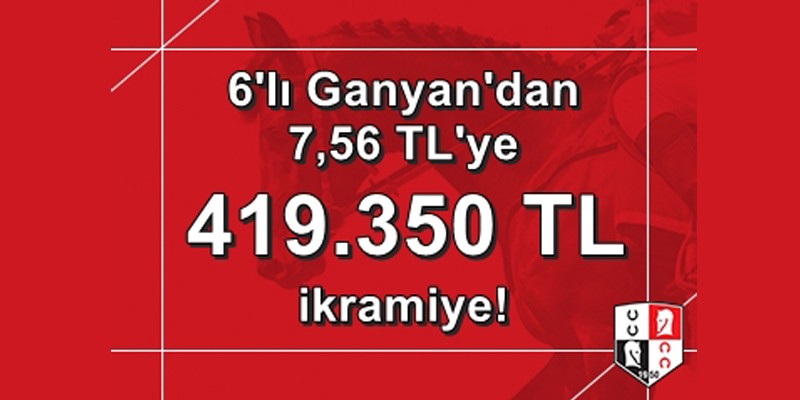 İstanbul’da 2. 6’lı Ganyan’ı 7,56 TL’ye 419,350,91 TL verdi