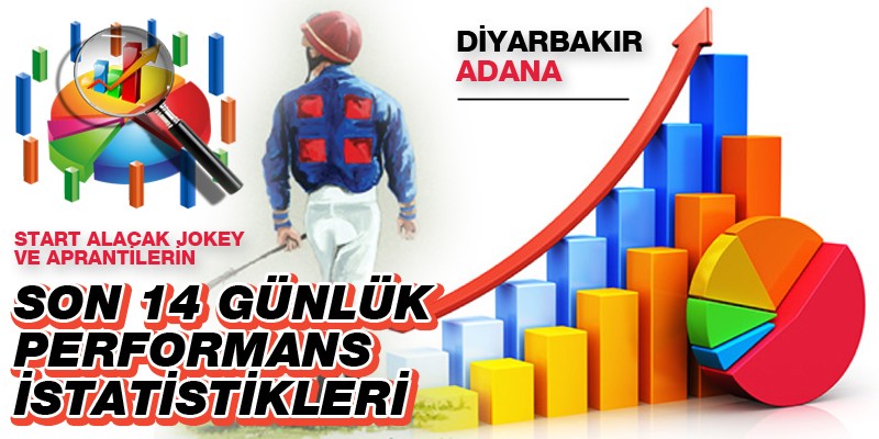 01 Aralık Salı günü Adana ve Diyarbakır'da start alacak jokey ve aprantilerin son 14 günlük performans istatistikleri