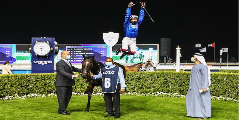 Frankie DETTORİ  Dubai Wold Cup karnavalı için özel olarak Meydan Hipodromuna gitti kazandı uçtu