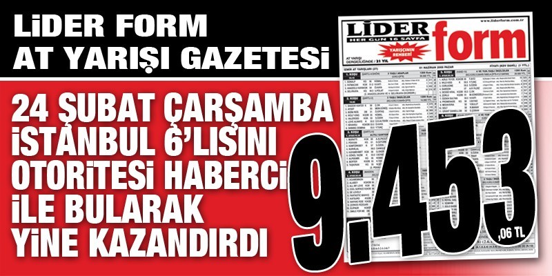 Gazeteniz LİDERFORM İstanbul 6'lısını doğru tahmin ederek okuyucularına 9.453,06 TL Kazandırdı