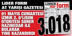 Lider Form Gazeteniz Cumartesi İzmir 2. 6'lı ganyanını doğru tahmin ederez siz takipçilerine 3.018,36 TL kazandırdı