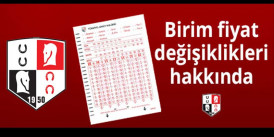 Birim fiyat değişiklikleri hakkında DUYURU