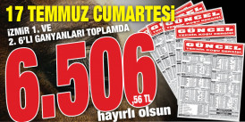 Gazeteniz GÜNCEL Cumartesi İzmir 6'lılarını da boş geçmeyerek okuyucularına toplamda 6.506,56 TL kazandırdı