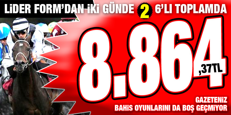 Lider Form Pazartesi Bursa'da 1. 6'lısından sonra Salı Kocaeli 2. 6'lısını da boş geçmeyerek okuyucularına 8.864,37 TL kazandırdı