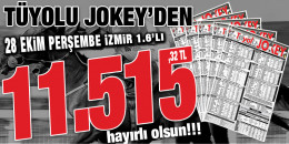 Tüyolu Jokey Ekibi Otoritelerinden İDMAN JOKEYİ'nden 11.515,32 TL'lik 6'lı Ganyan!!!