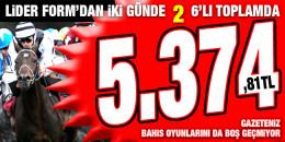 Lider Form Perşembe İzmir 6'lısından sonra Cuma Kocaeli 2. 6'lısını da boş geçmeyerek okuyucularına 5.374,81 TL kazandırdı