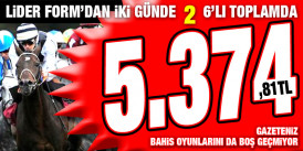 Lider Form Perşembe İzmir 6'lısından sonra Cuma Kocaeli 2. 6'lısını da boş geçmeyerek okuyucularına 5.374,81 TL kazandırdı