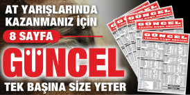 Gazeteniz GÜNCEL Pazar İstanbul yarışlarında yine farkını gösterdi. 2.687,88 TL Hayırlı Olsun!!!