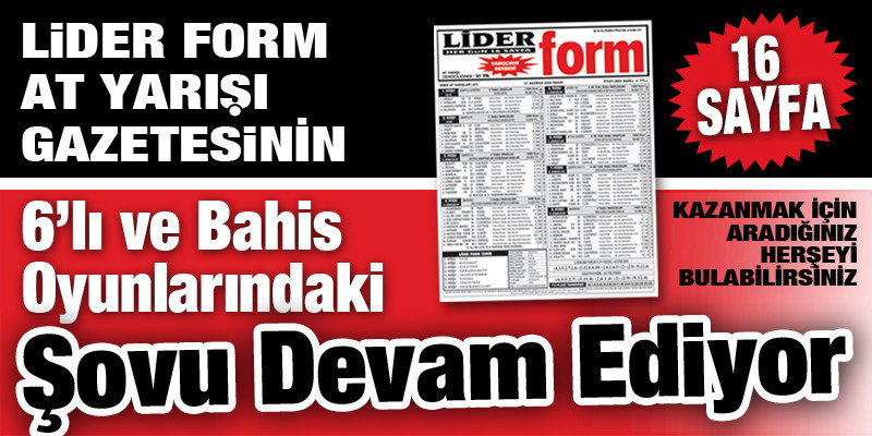 16 Sayfa LİDERFORM'dan Cuma İzmir'de Okurlarına 3.024,52 TL'lik Bir Altılı Daha